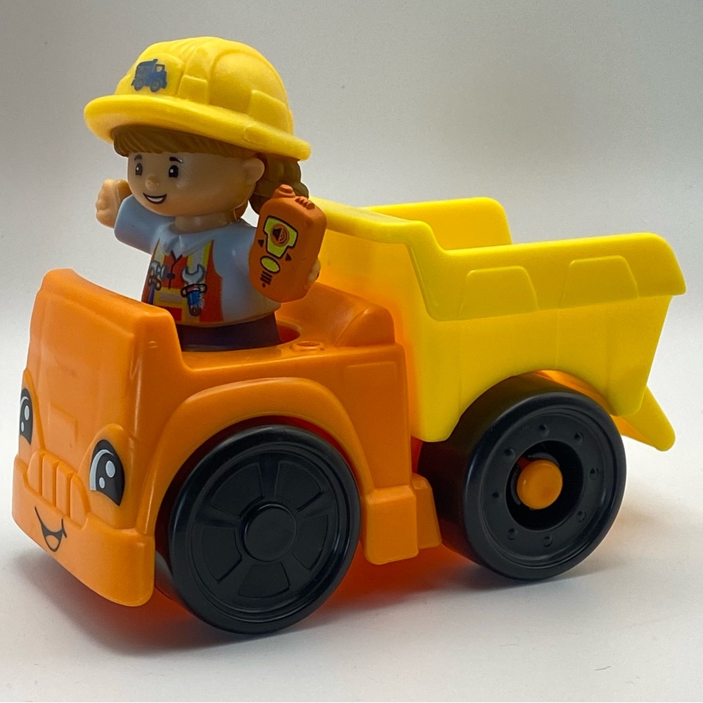 Fisher Price 2016 Little People Dump Truck w/ Girl Construction Worker DXB23 EUC